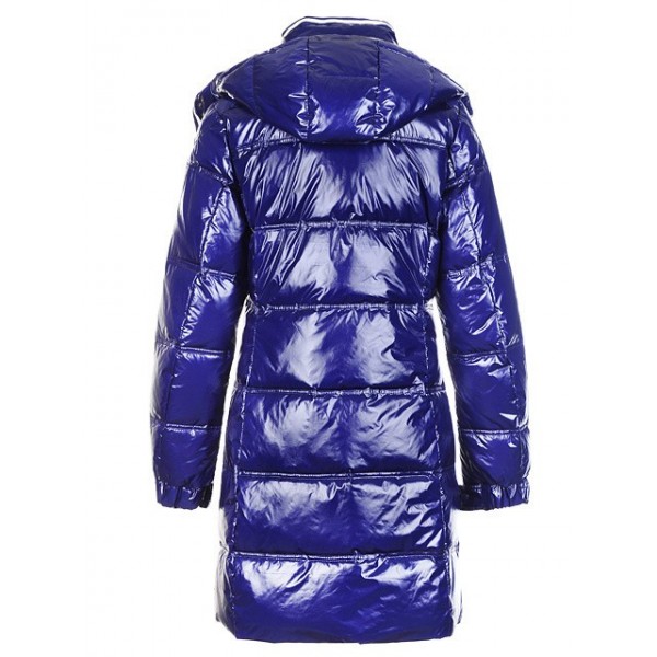 Moncler lungo blu Mock Collar Slash Donna Cappotti uscita